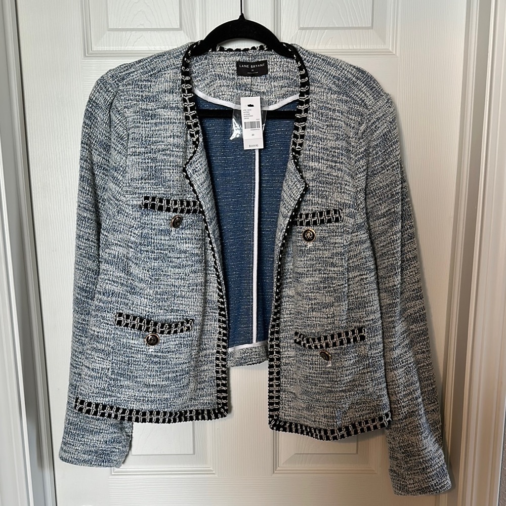 NWT! Lane Bryant Boucle Knit Tweed Cropped Jacket — 20